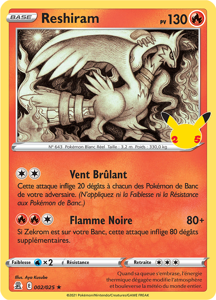Reshiram 02/50 — Celebrations (French Pokémon TCG card)