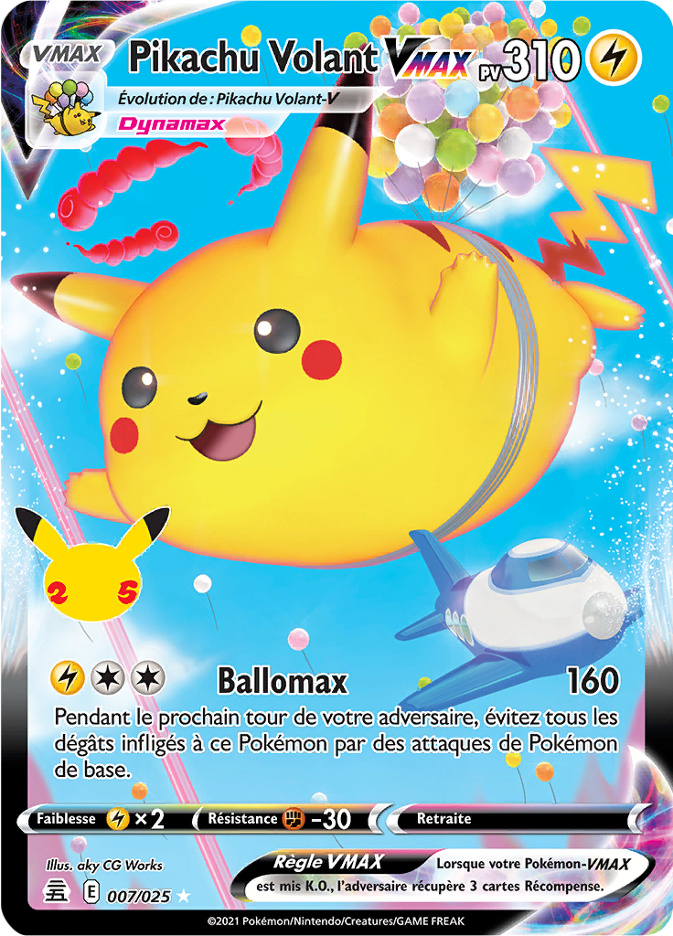 Pikachu Volant VMAX 07/50 — Celebrations (French Pokémon TCG card)