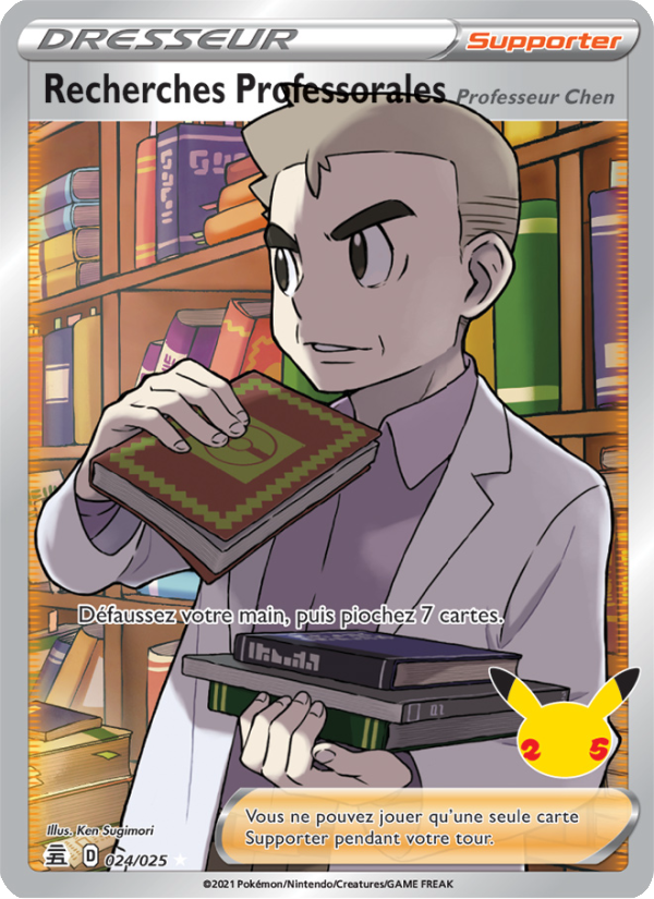 Recherches Professorales (Professeur Chen) 24 — Célébrations (French Pokémon TCG card)