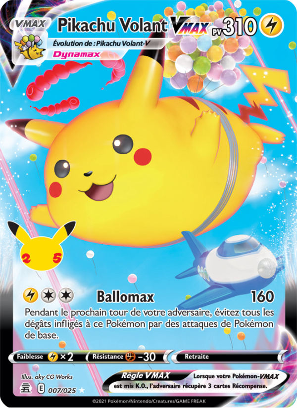 Pikachu Volant VMAX 7 — Célébrations (French Pokémon TCG card)