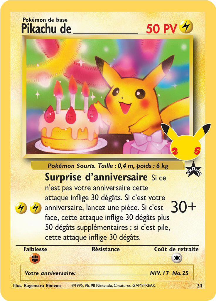 Pikachu de _____ CC8 — Celebrations (French Pokémon TCG card)