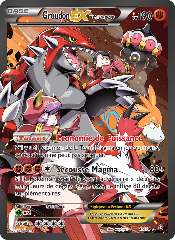 Groudon-EX de la Team Magma 15 — Double Danger (French Pokémon TCG card)