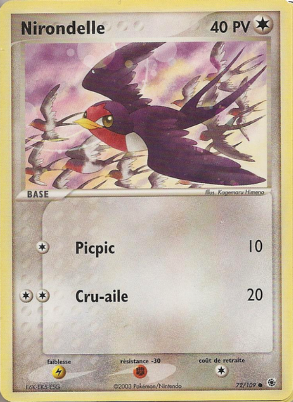 Nirondelle 72 — EX Rubis & Saphir (French Pokémon TCG card)