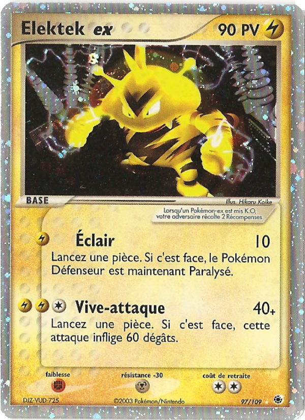 Elektek ex 97 — EX Rubis & Saphir (French Pokémon TCG card)