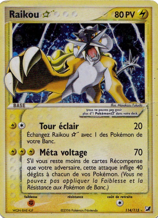 Raikou ☆ 114 — EX Forces Cachées (French Pokémon TCG card)