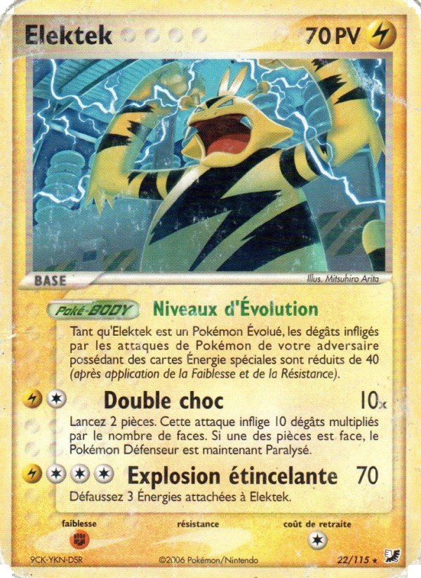 Elektek 22 — EX Forces Cachées (French Pokémon TCG card)