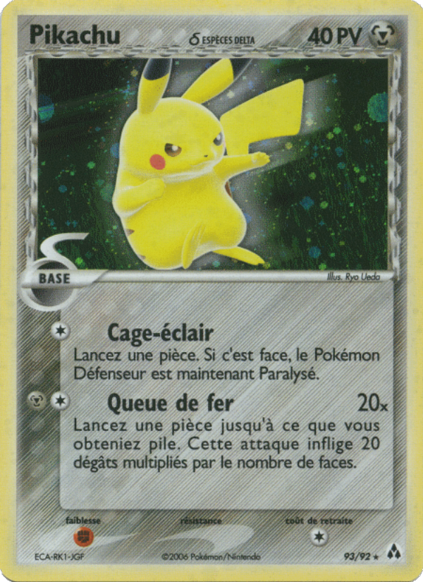 Pikachu δ 93 — EX Créateurs de légendes (French Pokémon TCG card)