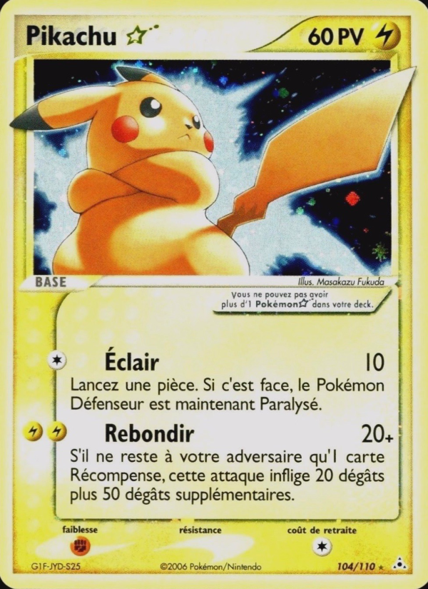 Pikachu ☆ 104 — EX Fantômes Holon (French Pokémon TCG card)
