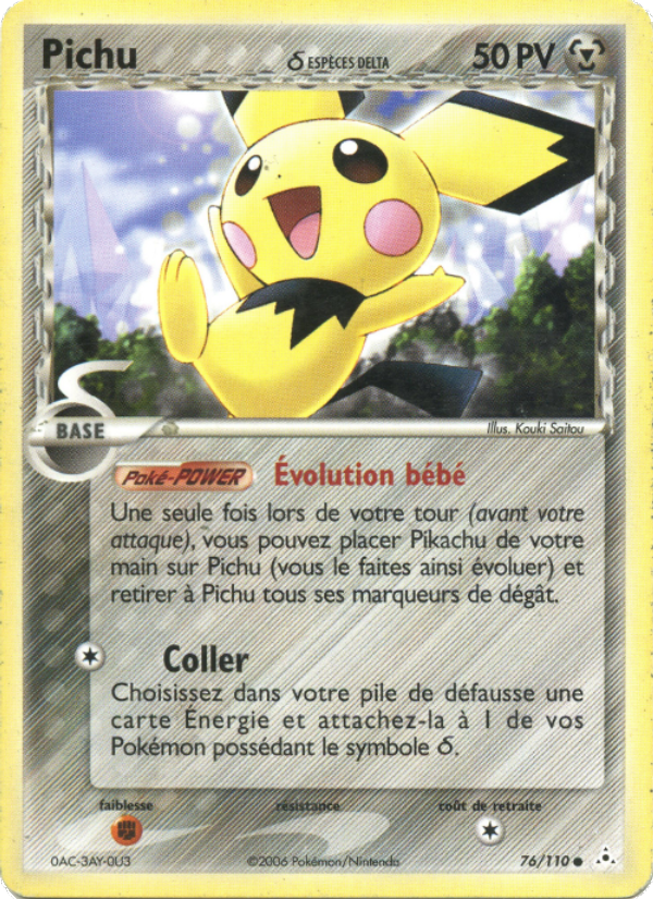Pichu δ 76 — EX Fantômes Holon (French Pokémon TCG card)