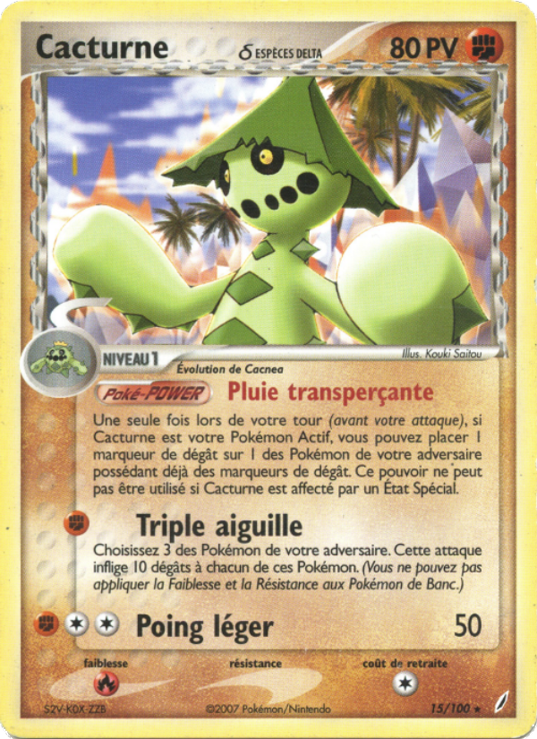 Cacturne δ 15 — EX Gardiens de Cristal (French Pokémon TCG card)