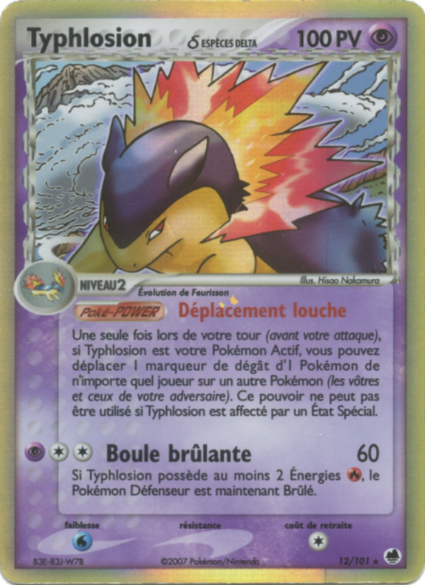 Typhlosion δ 12 — EX Île des Dragons (French Pokémon TCG card)
