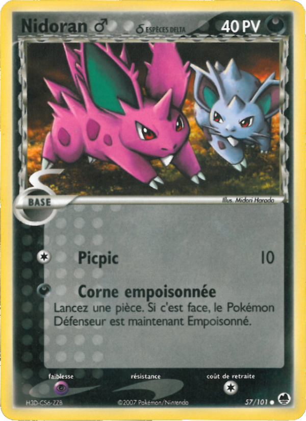 Nidoran ♂ δ 57 — EX Île des Dragons (French Pokémon TCG card)