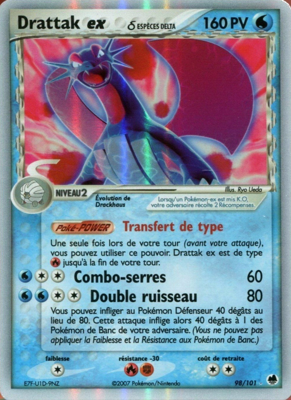 Drattak ex δ 98 — EX Île des Dragons (French Pokémon TCG card)