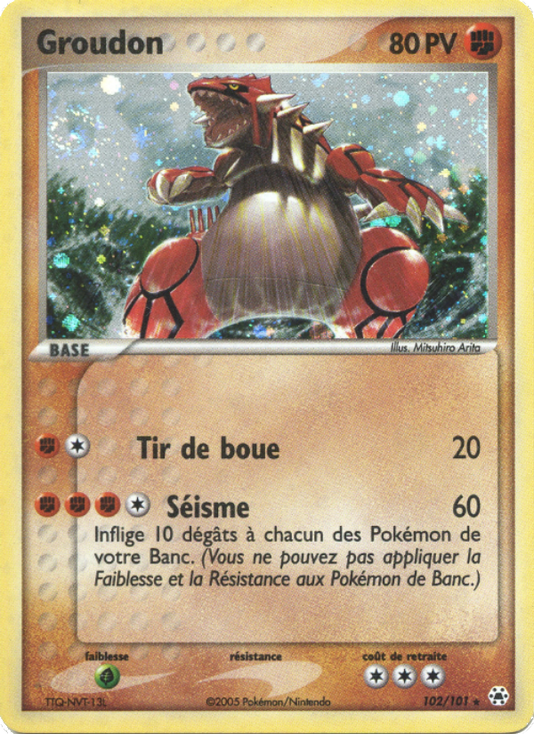 Groudon 102 — EX Légendes Oubliées (French Pokémon TCG card)