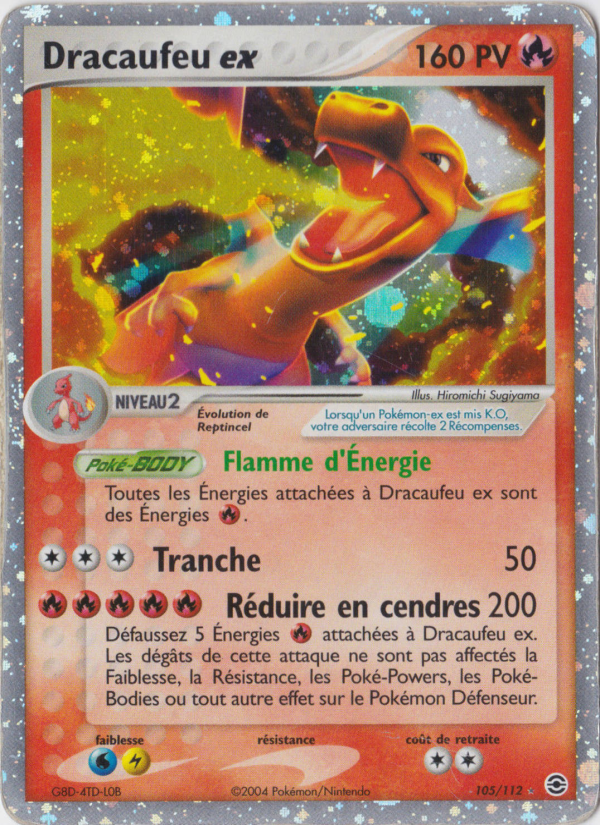 Dracaufeu ex 105 — EX Rouge Feu & Vert Feuille (French Pokémon TCG card)