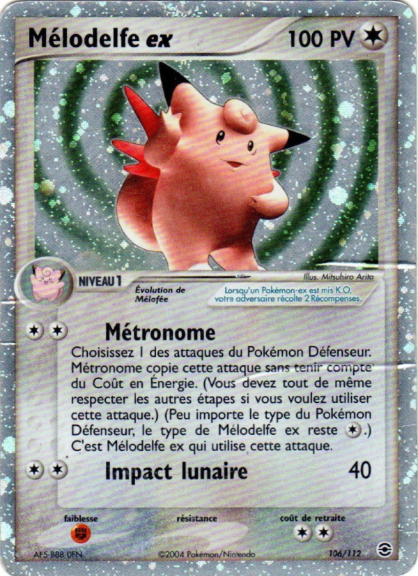 Mélodelfe ex 106 — EX Rouge Feu & Vert Feuille (French Pokémon TCG card)