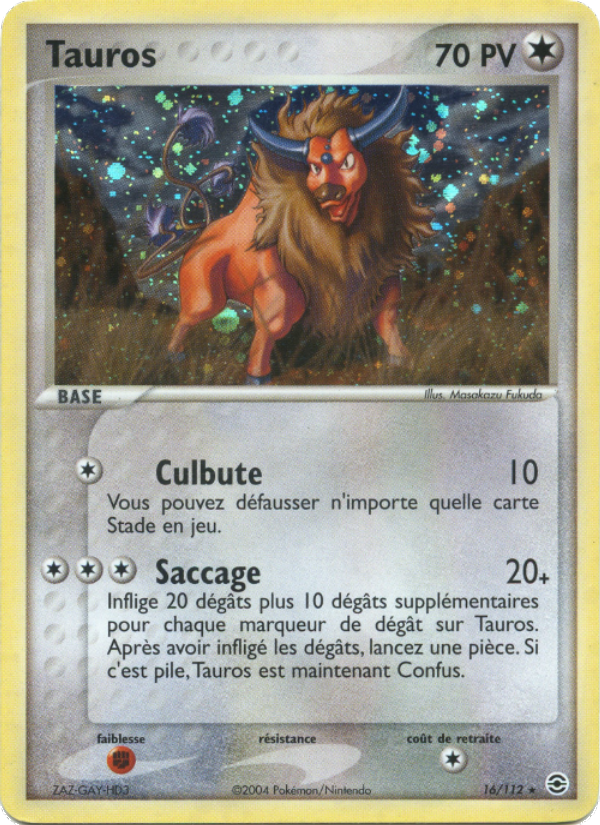 Tauros 16 — EX Rouge Feu & Vert Feuille (French Pokémon TCG card)