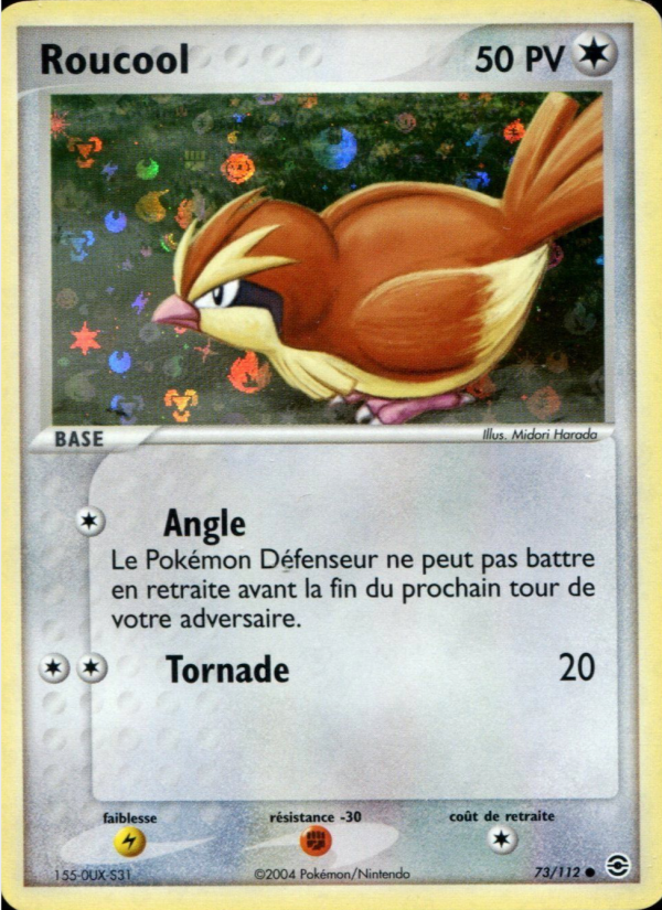 Roucool 73 — EX Rouge Feu & Vert Feuille (French Pokémon TCG card)