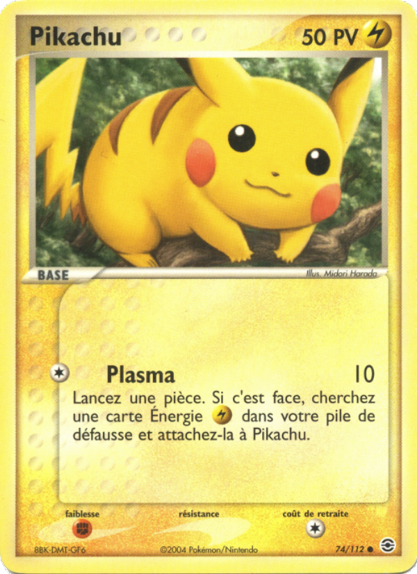 Pikachu 74 — EX Rouge Feu & Vert Feuille (French Pokémon TCG card)
