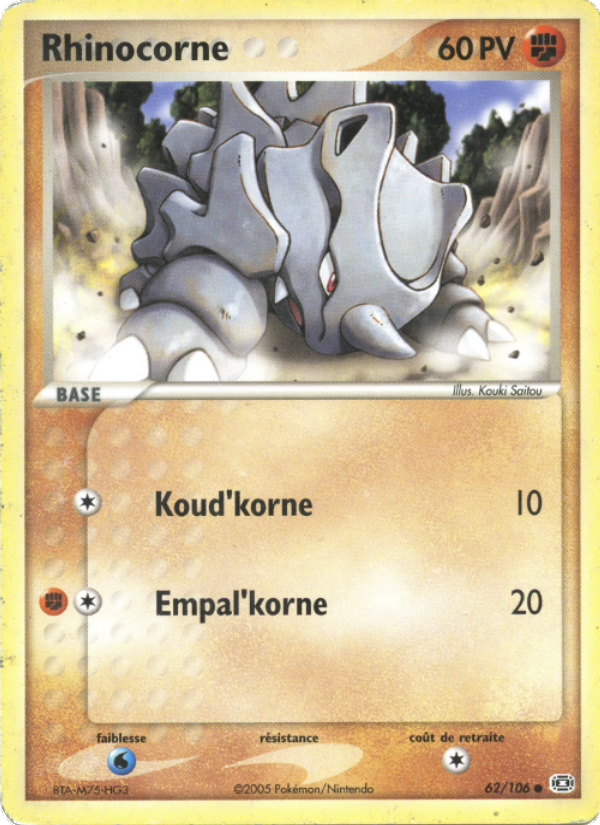Rhinocorne 62 — EX Émeraude (French Pokémon TCG card)