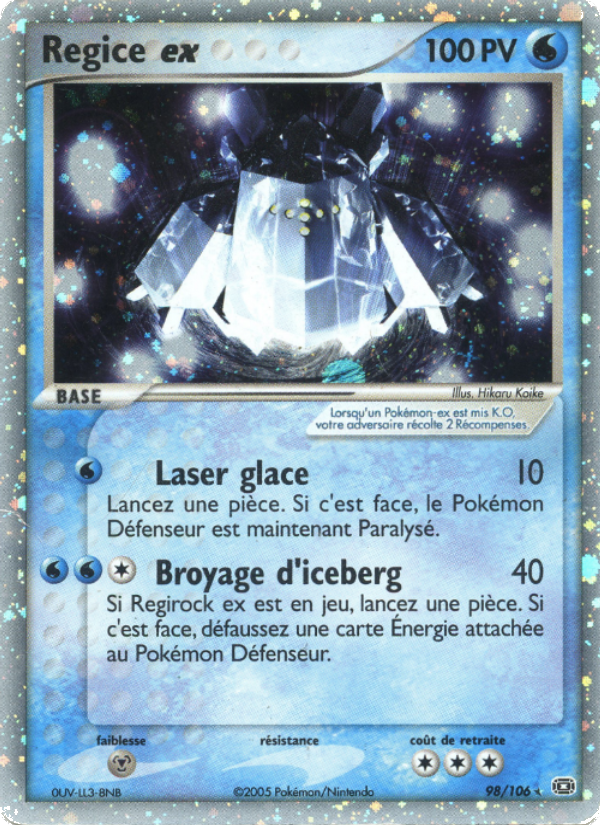 Regice ex 98 — EX Émeraude (French Pokémon TCG card)