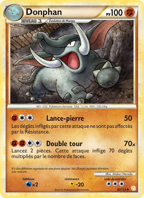 Donphan 40 — HeartGold SoulSilver (French Pokémon TCG card)