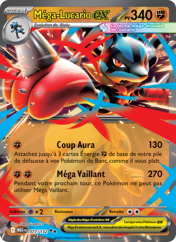 Méga-Lucario-ex 077 — Méga-Évolution (French Pokémon TCG card)