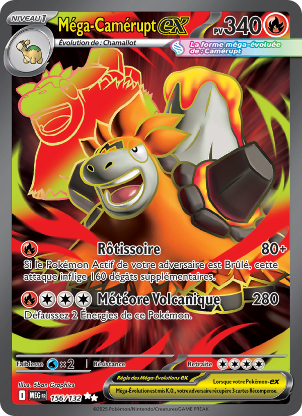 Méga-Camérupt-ex 156 — Méga-Évolution (French Pokémon TCG card)
