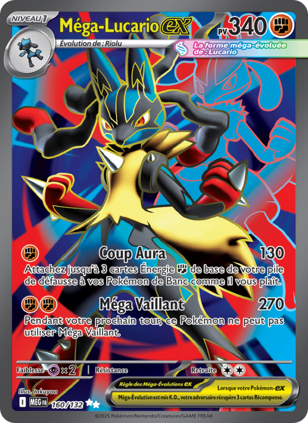Méga-Lucario-ex 160 — Méga-Évolution (French Pokémon TCG card)