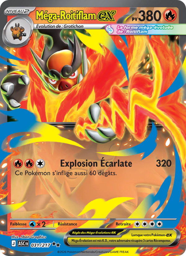 Méga-Roitiflam-ex 031 — Héros Transcendants (French Pokémon TCG card)