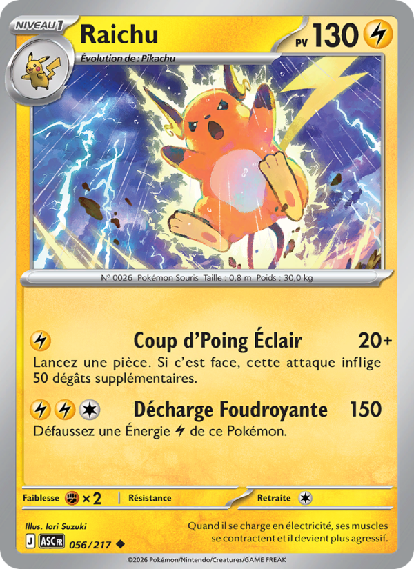 Raichu 056 — Héros Transcendants (French Pokémon TCG card)