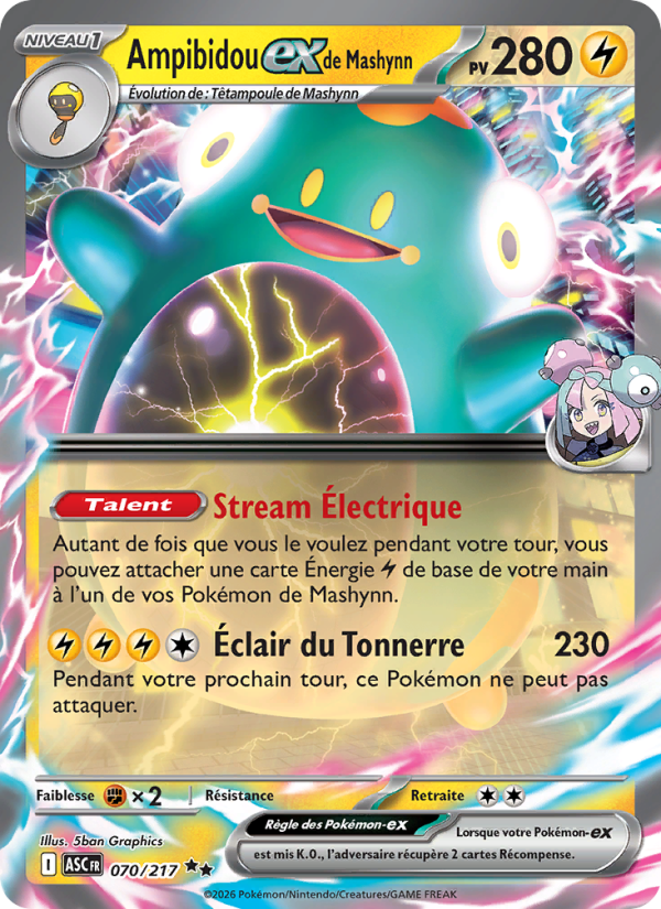 Ampibidou-ex de Mashynn 070 — Héros Transcendants (French Pokémon TCG card)