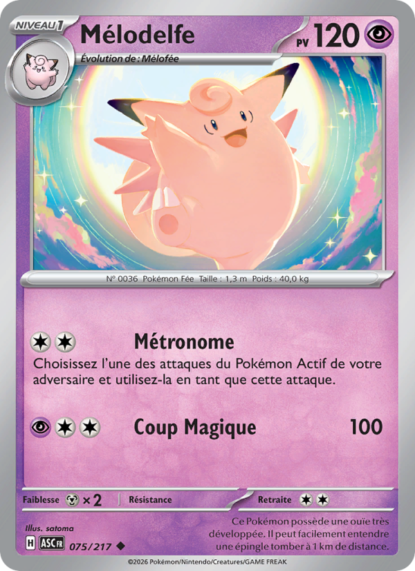 Mélodelfe 075 — Héros Transcendants (French Pokémon TCG card)