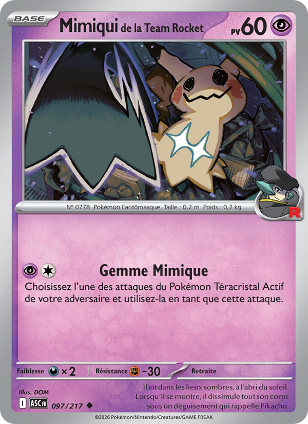 Mimiqui de la Team Rocket 097 — Héros Transcendants (French Pokémon TCG card)