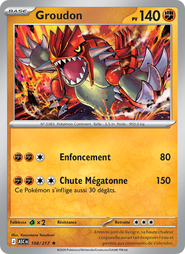 Groudon 108 — Héros Transcendants (French Pokémon TCG card)