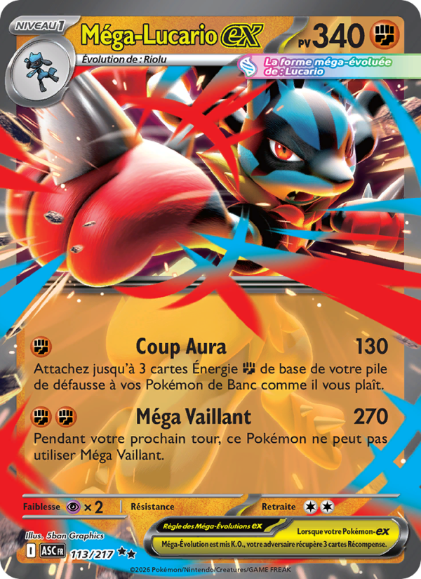 Méga-Lucario-ex 113 — Héros Transcendants (French Pokémon TCG card)