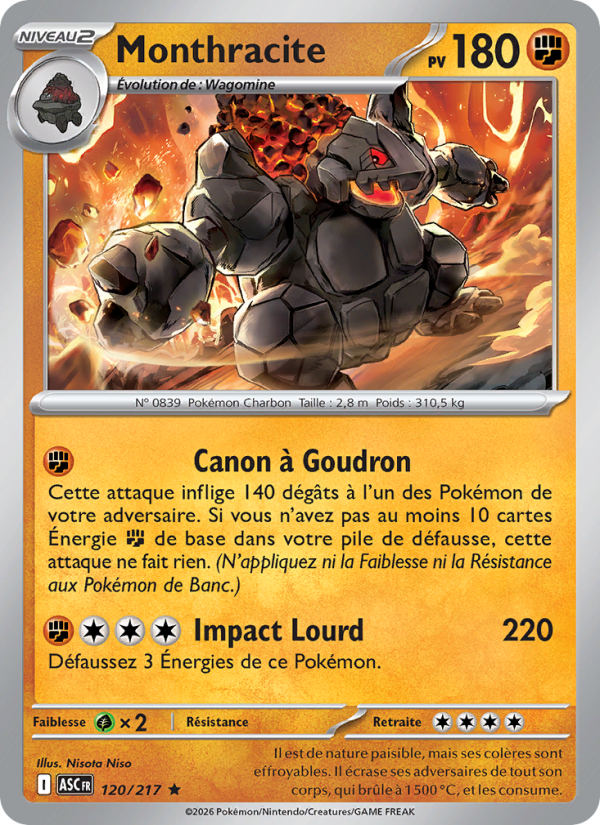 Monthracite 120 — Héros Transcendants (French Pokémon TCG card)