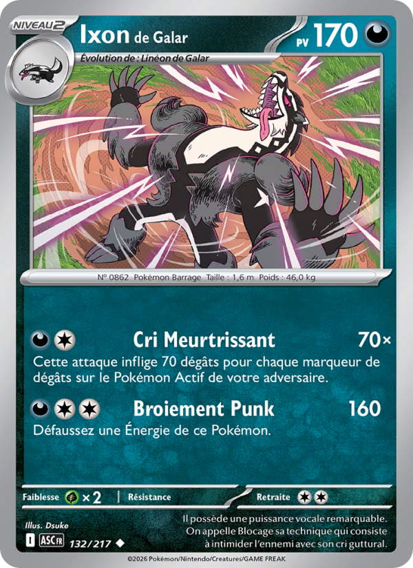 Ixon de Galar 132 — Héros Transcendants (French Pokémon TCG card)