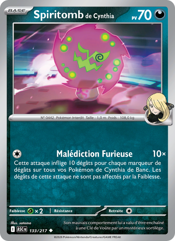 Spiritomb de Cynthia 133 — Héros Transcendants (French Pokémon TCG card)
