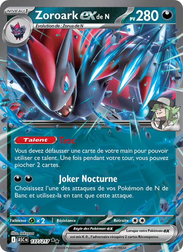 Zoroark-ex de N 137 — Héros Transcendants (French Pokémon TCG card)