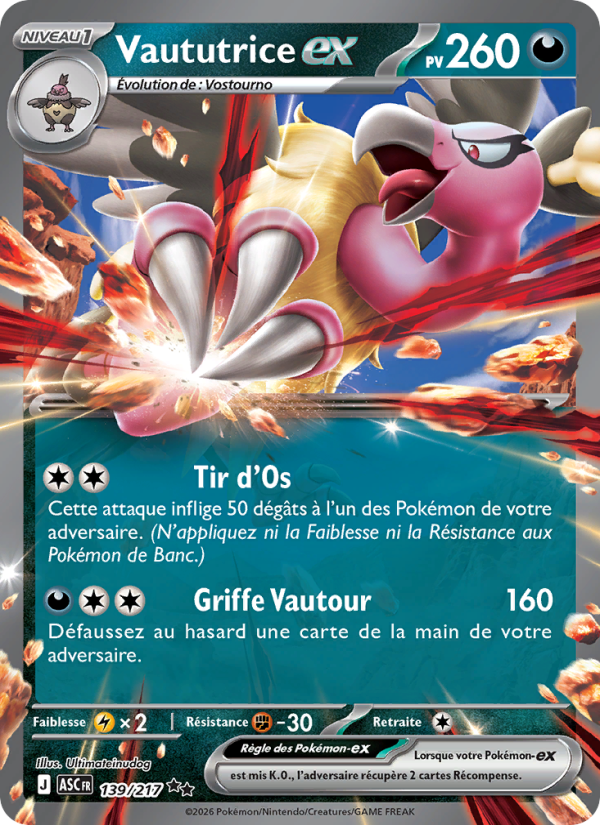 Vaututrice-ex 139 — Héros Transcendants (French Pokémon TCG card)