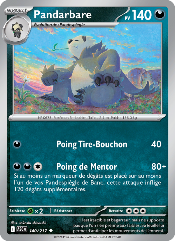 Pandarbare 140 — Héros Transcendants (French Pokémon TCG card)