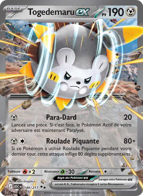 Togedemaru-ex 149 — Héros Transcendants (French Pokémon TCG card)