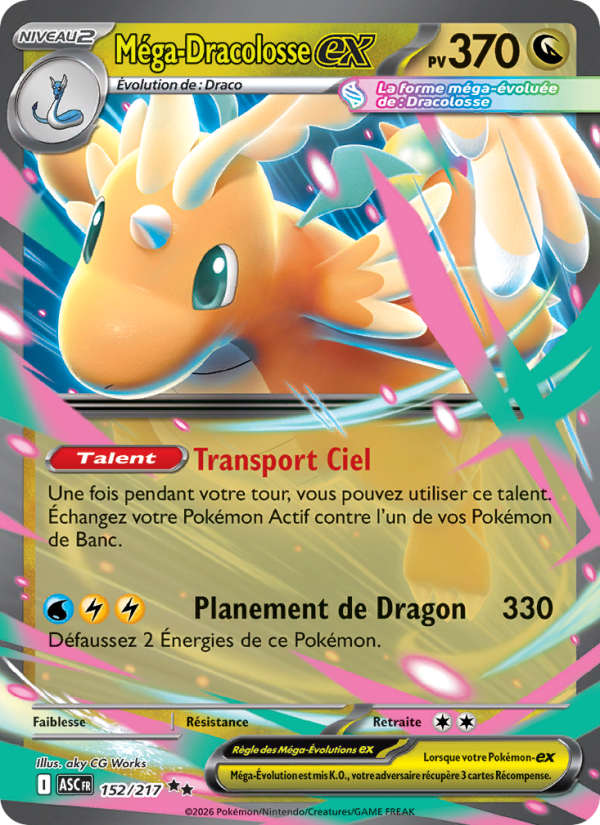 Méga-Dracolosse-ex 152 — Héros Transcendants (French Pokémon TCG card)