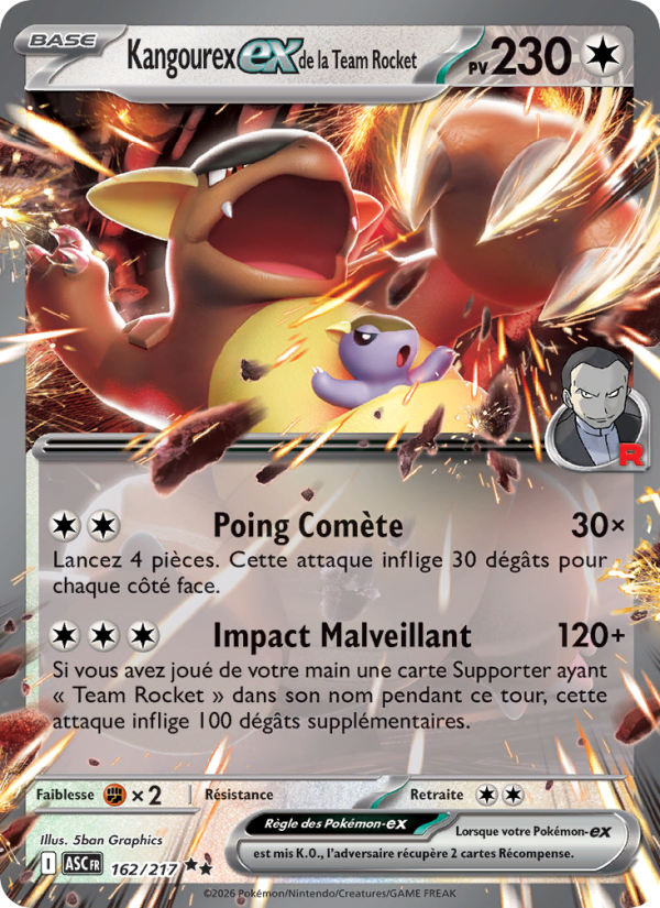 Kangourex-ex de la Team Rocket 162 — Héros Transcendants (French Pokémon TCG card)