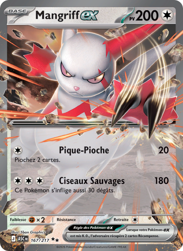 Mangriff-ex 167 — Héros Transcendants (French Pokémon TCG card)