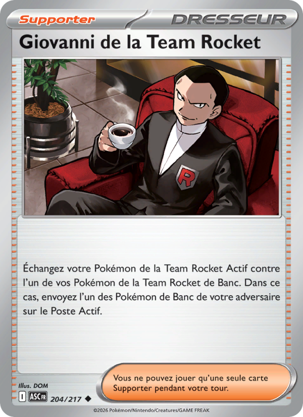 Giovanni de la Team Rocket 204 — Héros Transcendants (French Pokémon TCG card)