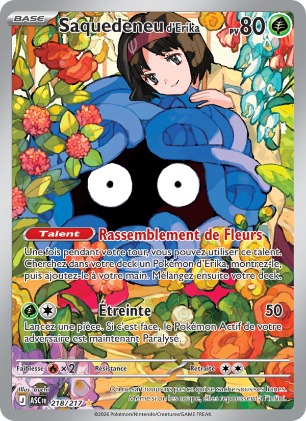 Saquedeneu d'Erika 218 — Héros Transcendants (French Pokémon TCG card)