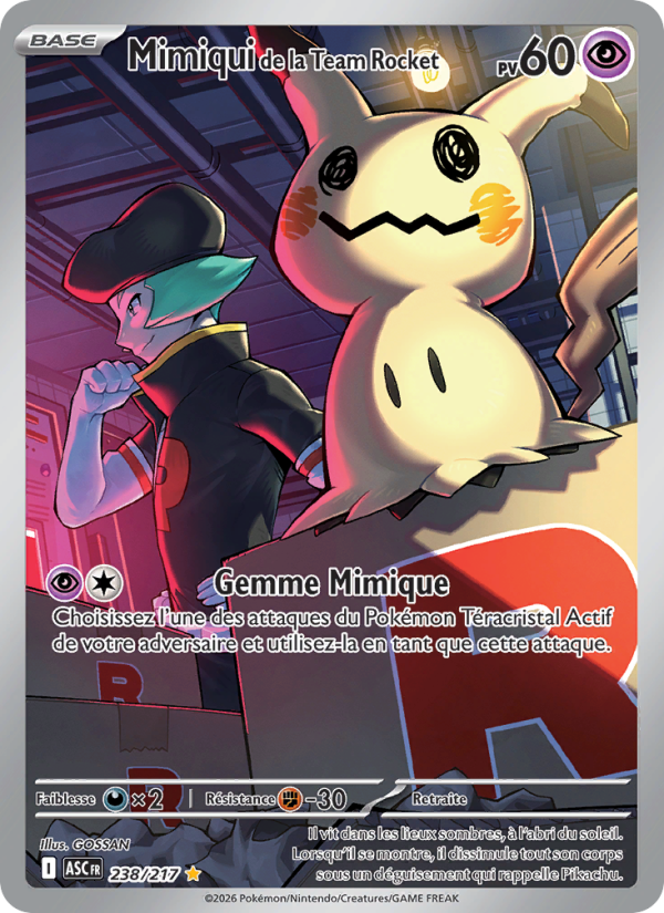 Mimiqui de la Team Rocket 238 — Héros Transcendants (French Pokémon TCG card)