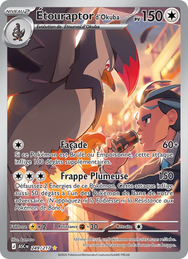 Étouraptor d'Okuba 249 — Héros Transcendants (French Pokémon TCG card)